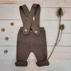 KAZUM Włóczkowe legginsy na szelkach, regulowane 56-86 chocolate muffin