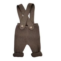 KAZUM Włóczkowe legginsy na szelkach, regulowane 56-86 chocolate muffin