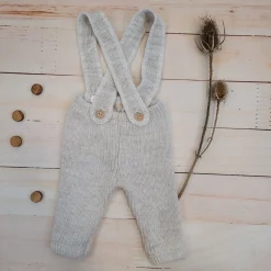 KAZUM włóczkowe legginsy na szelkach, regulowane 56-86 cappuccino