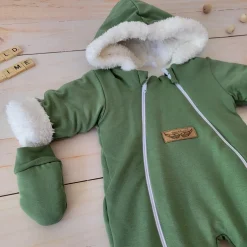 Kombinezon bawełniany przejściowy jesień-zima khaki/zielony ostatnie sztuki 56, 62