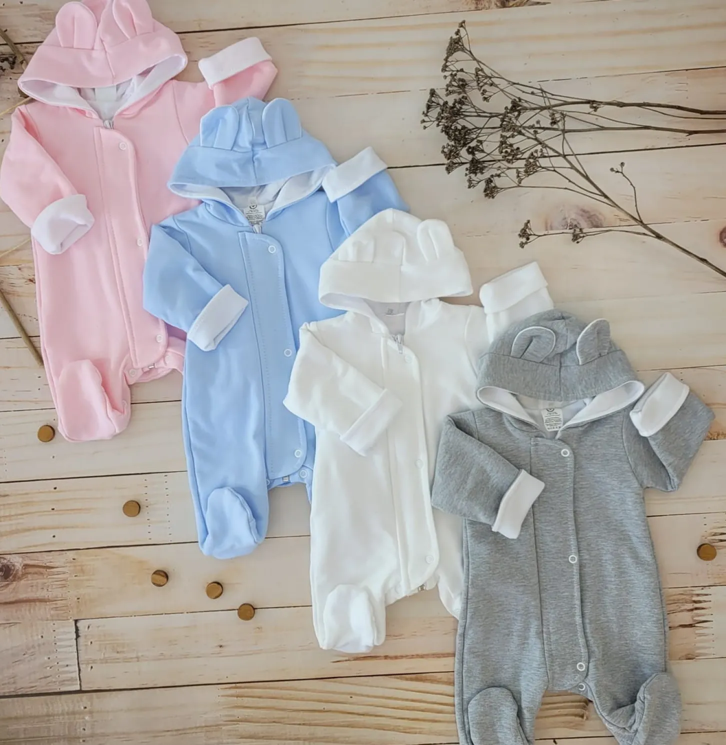 Kombinezon WIOSNA LATO JESIEŃ 100% BAWEŁNA rozmiary szary ostatnie sztuki 56, 68, 80, 86