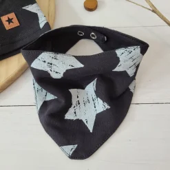 Komplet bawełniany czapka + apaszka czarny w gwiazdki ostatnie sztuki 56-86