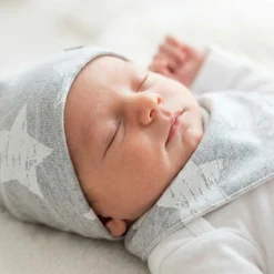 Komplet bawełniany czapka + apaszka szary w gwiazdki ostatnie sztuki 56-86