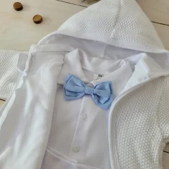 Kompletny zestaw chrzest wiosna jesień włóczkowy garnitur elegant biały ostatnie sztuki 56, 74
