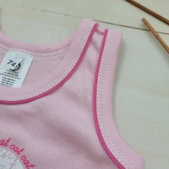 Koszulka na ramiączkach r.74 różowa z kotkiem