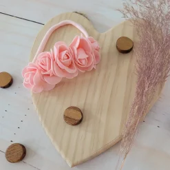 Opaska kwiaty piankowe bezuciskowa 5róż różowych