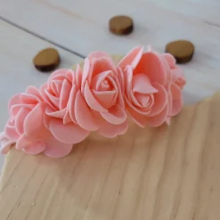 Opaska kwiaty piankowe bezuciskowa 5róż różowych