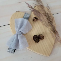 opaska na gumie kokarda tiulowa szara