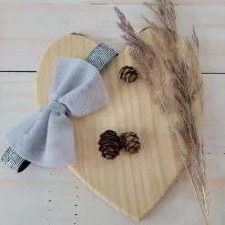 opaska na gumie kokarda tiulowa szara