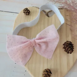 opaska na gumie kokarda tiulowa różowa
