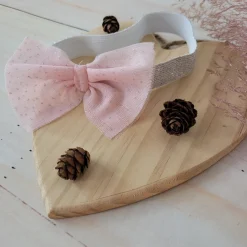 opaska na gumie kokarda tiulowa różowa