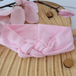 Opaska szeroka niemowlęca warkocz 0-12M 12M+ różowa