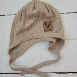 Pajacyk z guzikami + czapka wiązana komplet 2 cz 50-68 beżowy