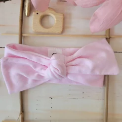 Piękna opaska kokarda pin-up dla niemowląt 0-12 mc różowa wiązana