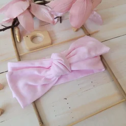 Piękna opaska kokarda pin-up dla niemowląt 0-12 mc różowa wiązana