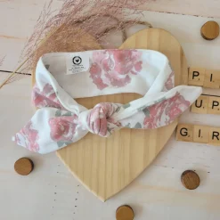Piękna opaska pin-up dla niemowląt 0-12 miesięcy ecru kwiaty