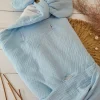 Śpiworek muślinowy z bawełnianą podszewką do fotelika błękitny