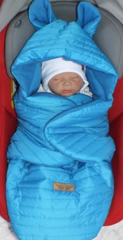 Śpiworek z bawełnianą podszewką do fotelika niebieski