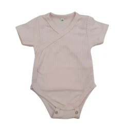 Prążkowane body kopertowe z regulacją, krótki rękaw 50-62 bright pink