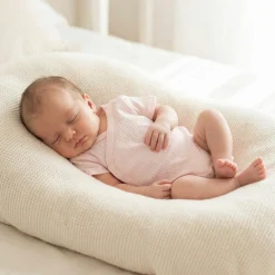 Prążkowane body kopertowe z regulacją, krótki rękaw 50-62 bright pink