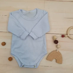 Prążkowane body rosnące wraz z dzieckiem 56-86 baby blue