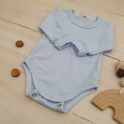 Prążkowane body rosnące wraz z dzieckiem 56-86 baby blue
