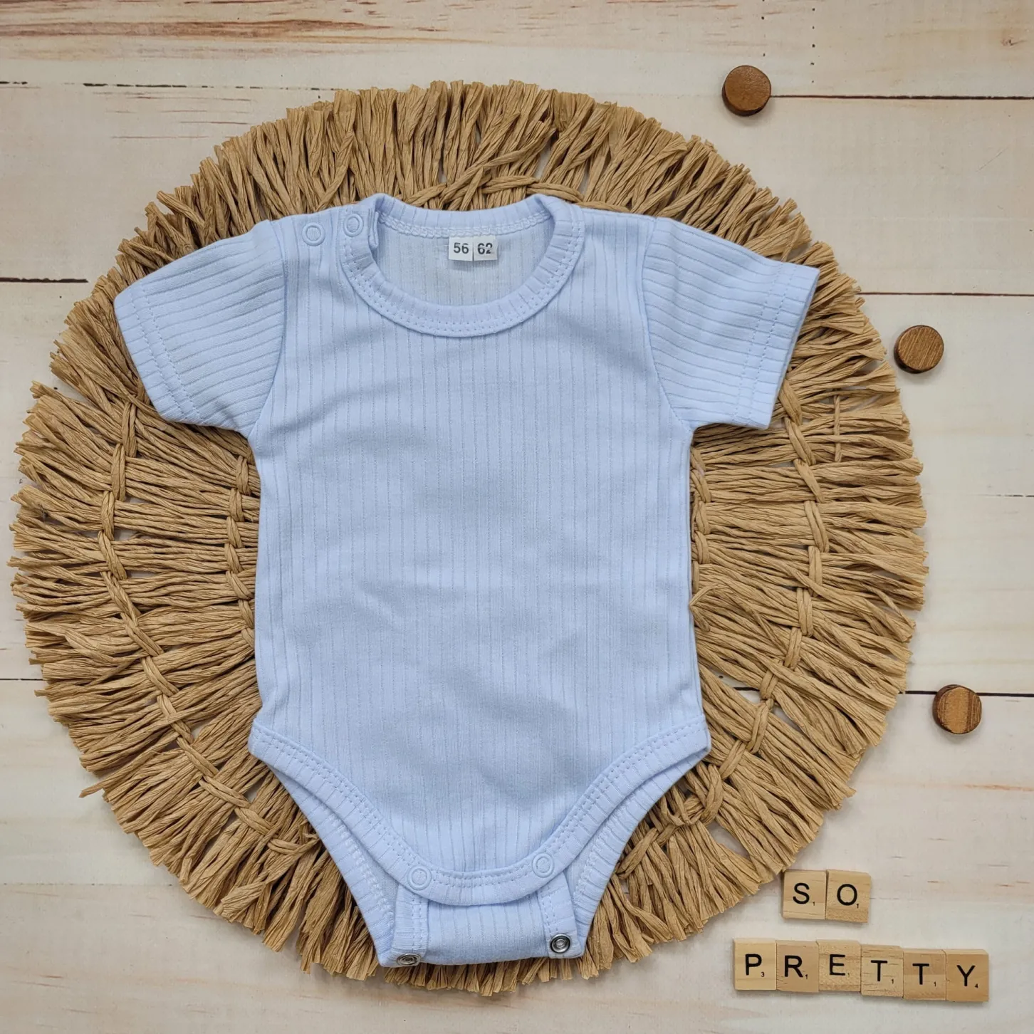 Prążkowane body rosnące wraz z dzieckiem 56-86 baby blue krótki rękaw