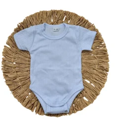 Prążkowane body rosnące wraz z dzieckiem 56-86 baby blue krótki rękaw