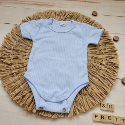 Prążkowane body rosnące wraz z dzieckiem 56-86 baby blue krótki rękaw