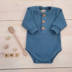 Prążkowane body rosnące wraz z dzieckiem, długi rękaw 56-86 steel blue