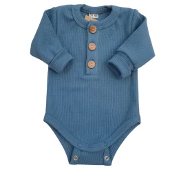 Prążkowane body rosnące wraz z dzieckiem, długi rękaw 56-86 steel blue