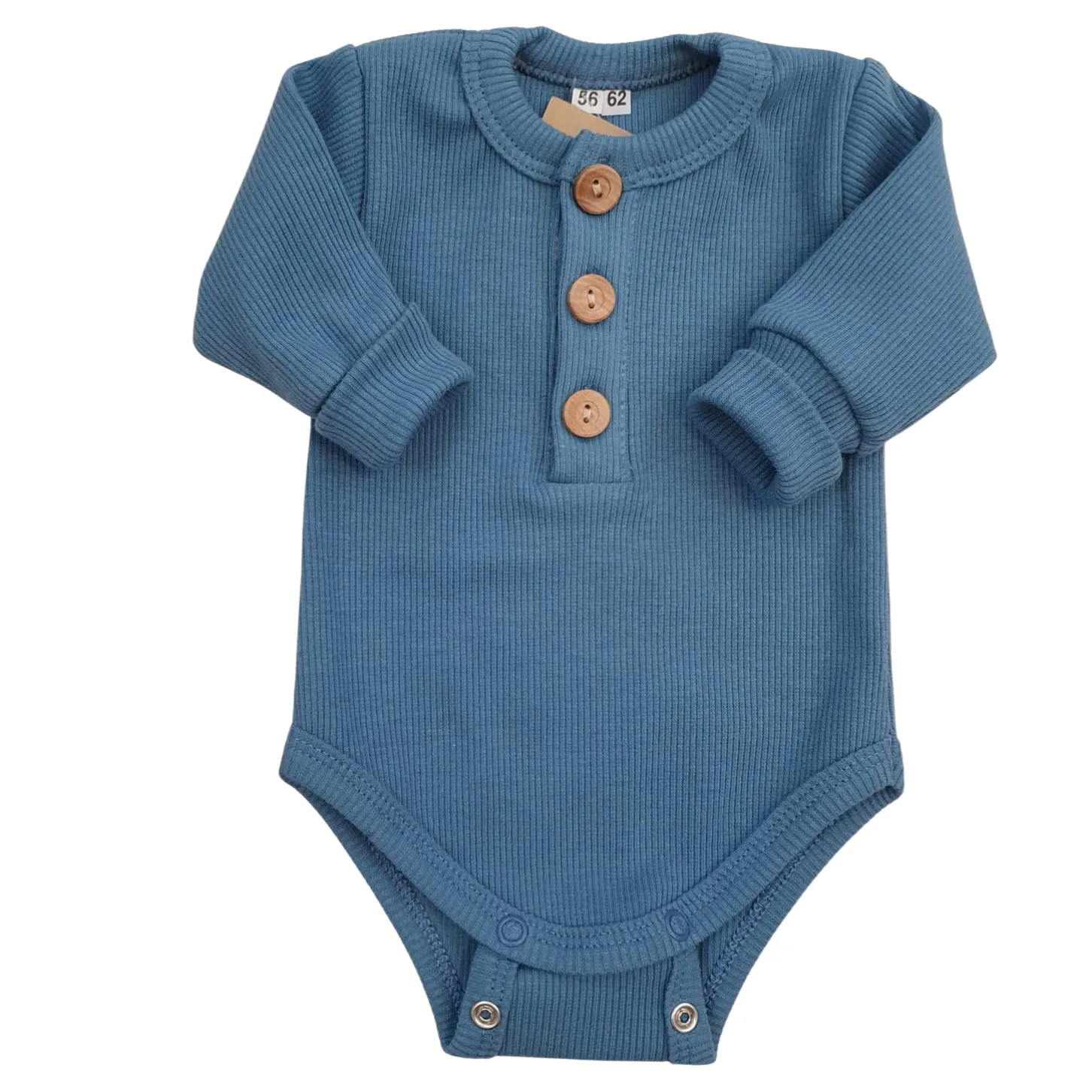 Prążkowane body rosnące wraz z dzieckiem, długi rękaw 56-86 steel blue