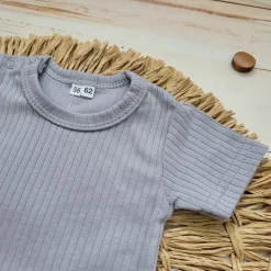 Prążkowane body rosnące wraz z dzieckiem 56-86 onyx krótki rękaw