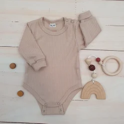 Prążkowane body rosnące wraz z dzieckiem 56-86 beige dream