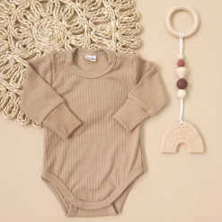Prążkowane body rosnące wraz z dzieckiem 56-86 caffe mokka
