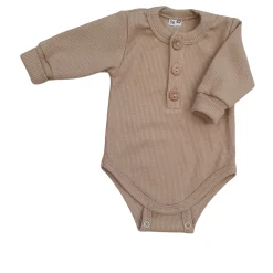 Prążkowane body rosnące wraz z dzieckiem, długi rękaw 56-86 beż caffe mokka
