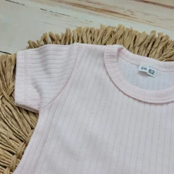 Prążkowane body rosnące wraz z dzieckiem 56-86 bright pink krótki rękaw