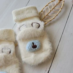 Skarpetki bezuciskowe zimowe miś 0-18m ecru