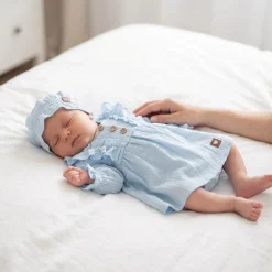 Sukienka + opaska muślinowa błekit 56-98 baby blue