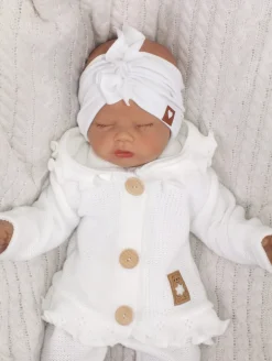 Szeroka opaska turban rozmiar 0-6miesięcy 6-12miesięcy 1-3lat biała