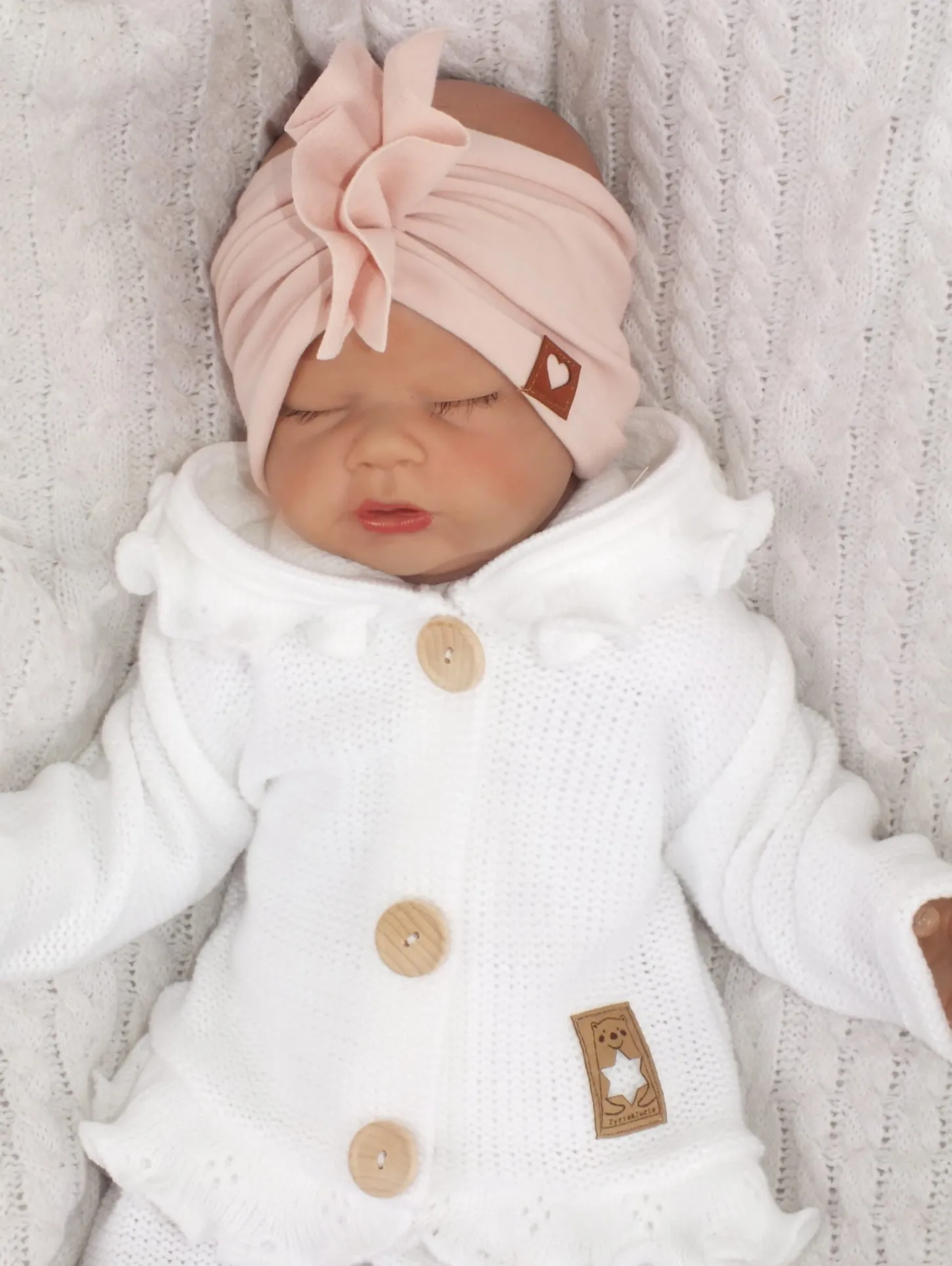 Szeroka opaska turban rozmiar 0-6miesięcy 6-12miesięcy 1-3lat brudny róż