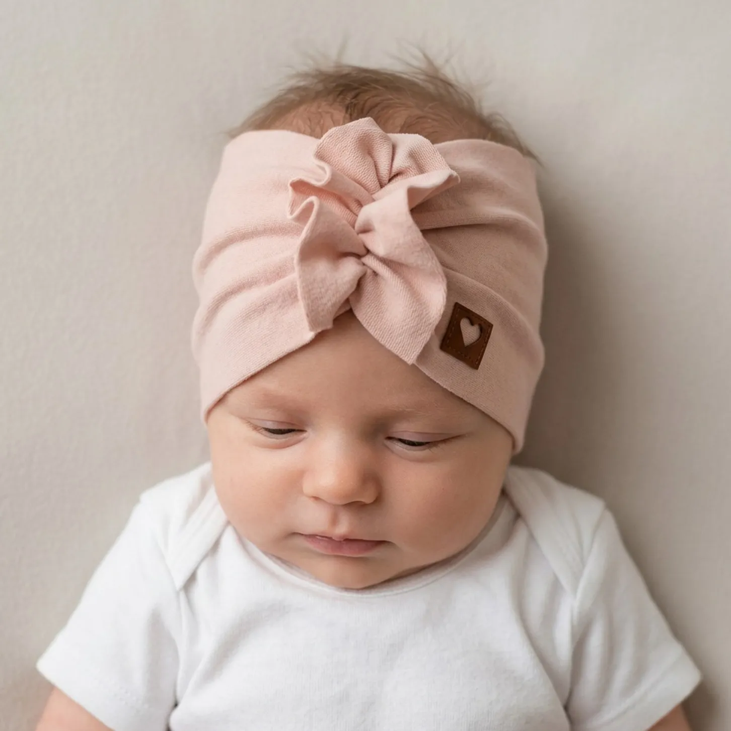 Szeroka opaska turban rozmiar 0-6miesięcy 6-12miesięcy 1-3lat brudny róż