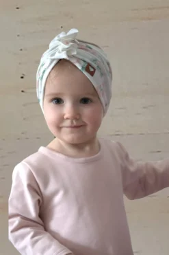 Szeroka opaska turban rozmiar 0-6miesięcy 6-12miesięcy 1-3lat kwiaty rozowe