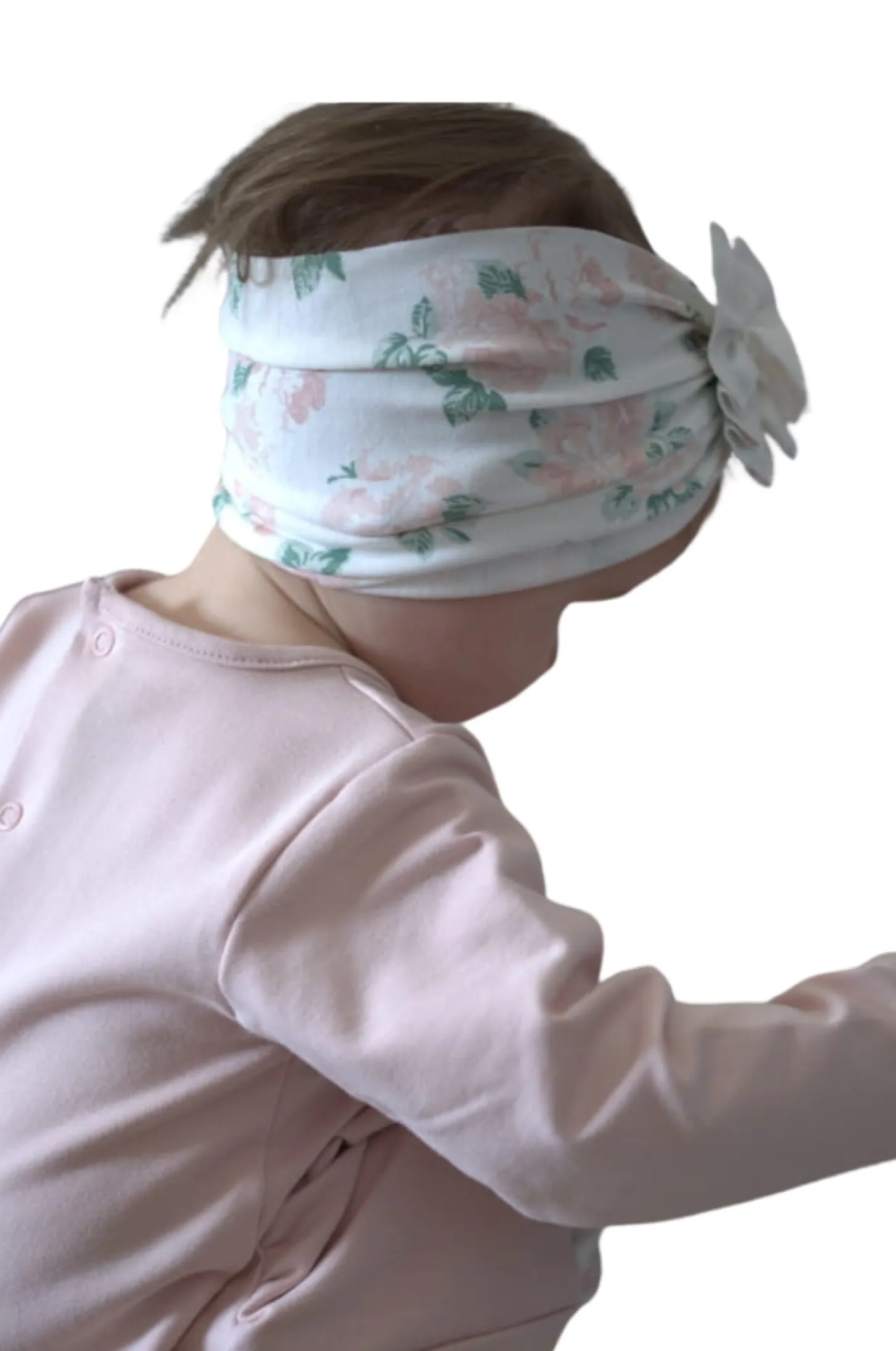 Szeroka opaska turban rozmiar 0-6miesięcy 6-12miesięcy 1-3lat kwiaty rozowe