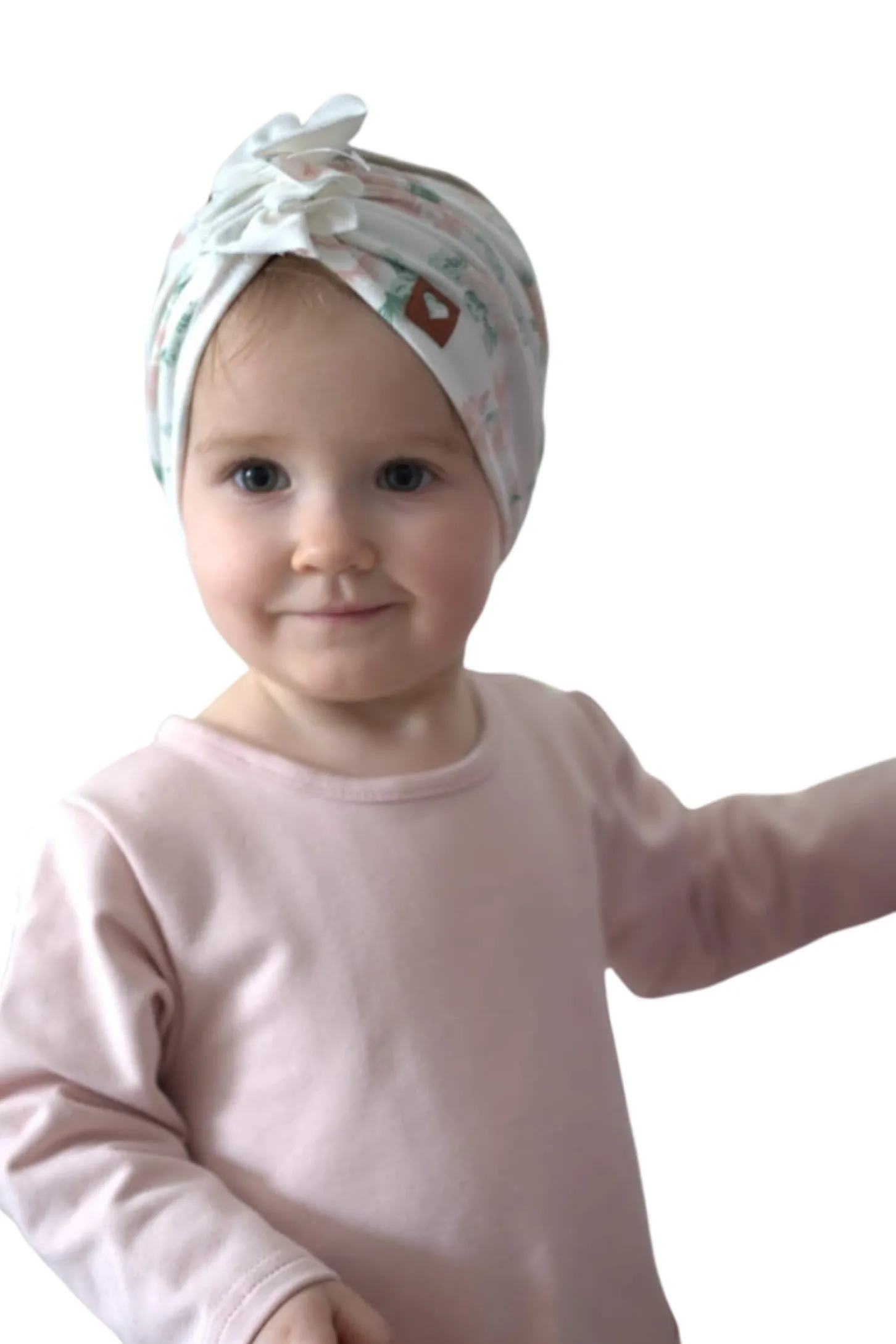 Szeroka opaska turban rozmiar 0-6miesięcy 6-12miesięcy 1-3lat kwiaty rozowe