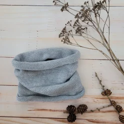 tuba dziergana, włóczkowa szalik-tuba szara