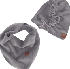 Welurowa Czapka turban + chustka rozmiar 0-6miesięcy 6-12miesięcy 1-3lat szara