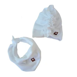Welurowa Czapka turban + chustka rozmiar 0-6miesięcy 6-12miesięcy 1-3lat biała