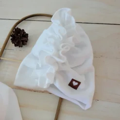 Welurowa Czapka turban + chustka rozmiar 0-6miesięcy 6-12miesięcy 1-3lat biała