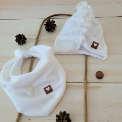 Welurowa Czapka turban + chustka rozmiar 0-6miesięcy 6-12miesięcy 1-3lat biała